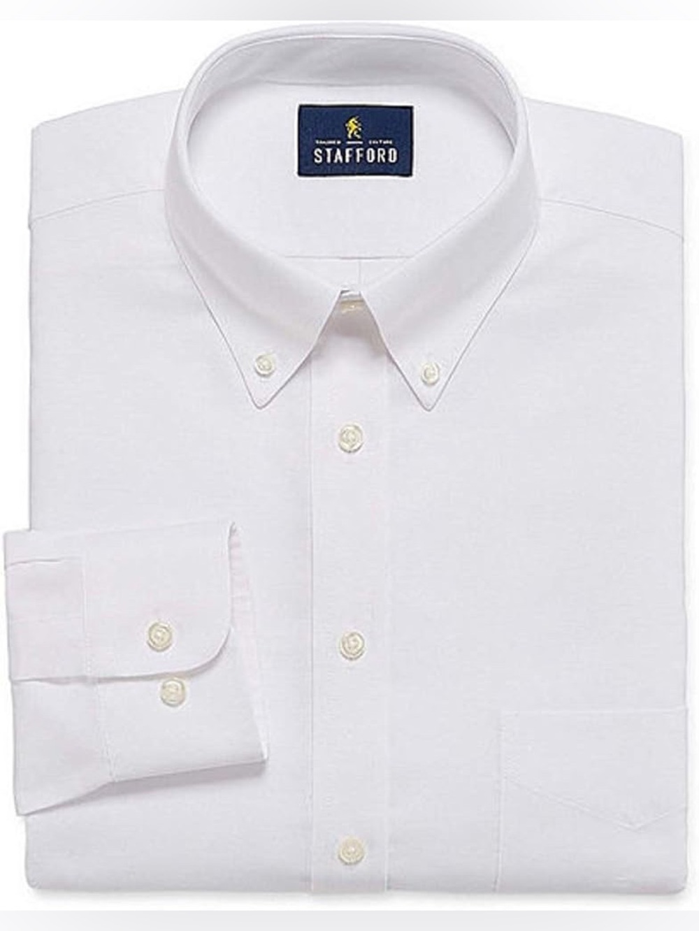 Stafford Travel Wrinkle Free Stretch Oxford White 18 38-39 X-Tall Fit